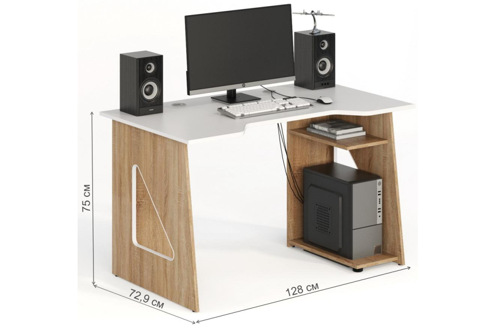 Компьютерный стол СКП-4 GL-4 дуб сонома / белый