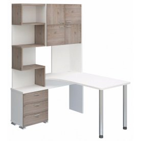 Компьютерный стол СР-500М-140 левый белый жемчуг / нельсон