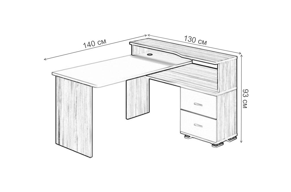 Компьютерный стол Жаспера-620/140 C ККБЕ правый карамель / карамель / белый