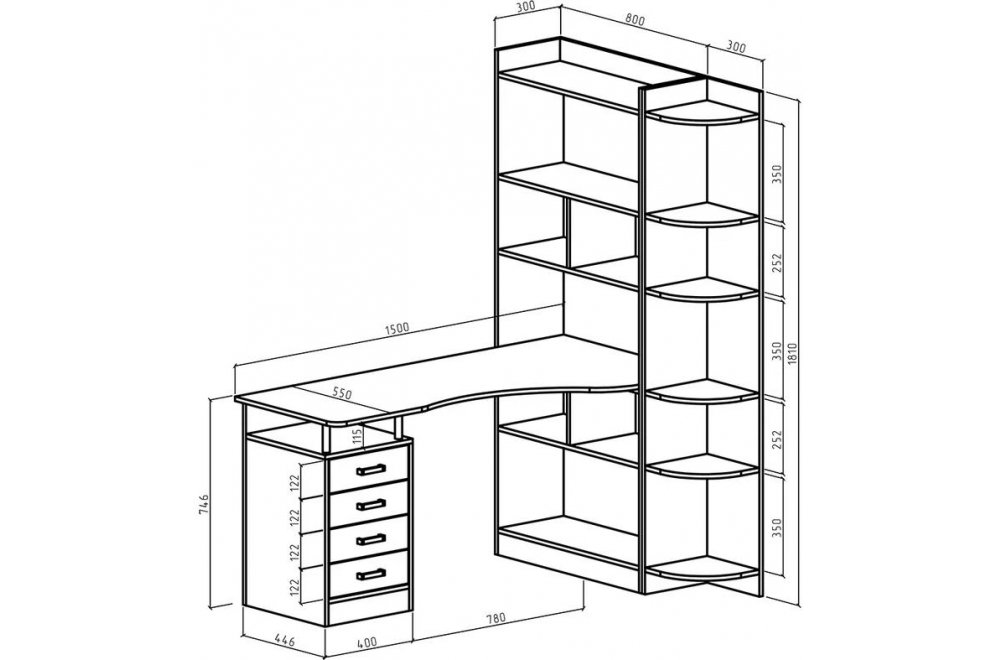 Компьютерный стол Атлант-183 правый венге