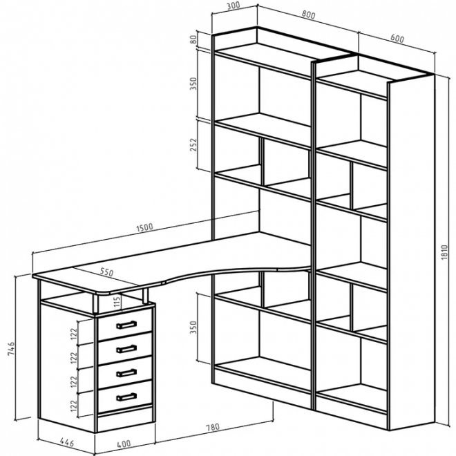 Компьютерный стол Витязь 186 правый дуб молочный
