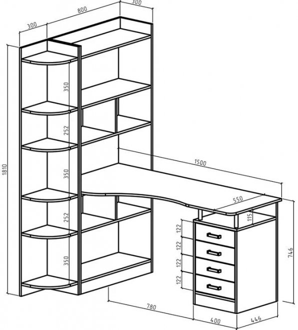 Компьютерный стол Атлант-283 левый венге