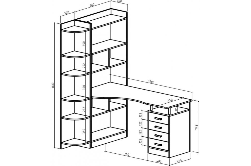 Компьютерный стол Атлант-283 левый венге