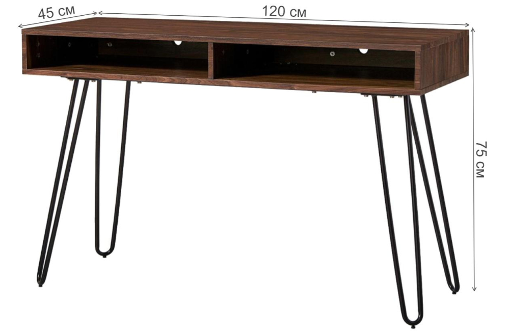 Консольный столик D-003 орех / матовый черный