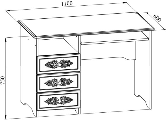 Письменный стол Ассоль АС-241К белое дерево