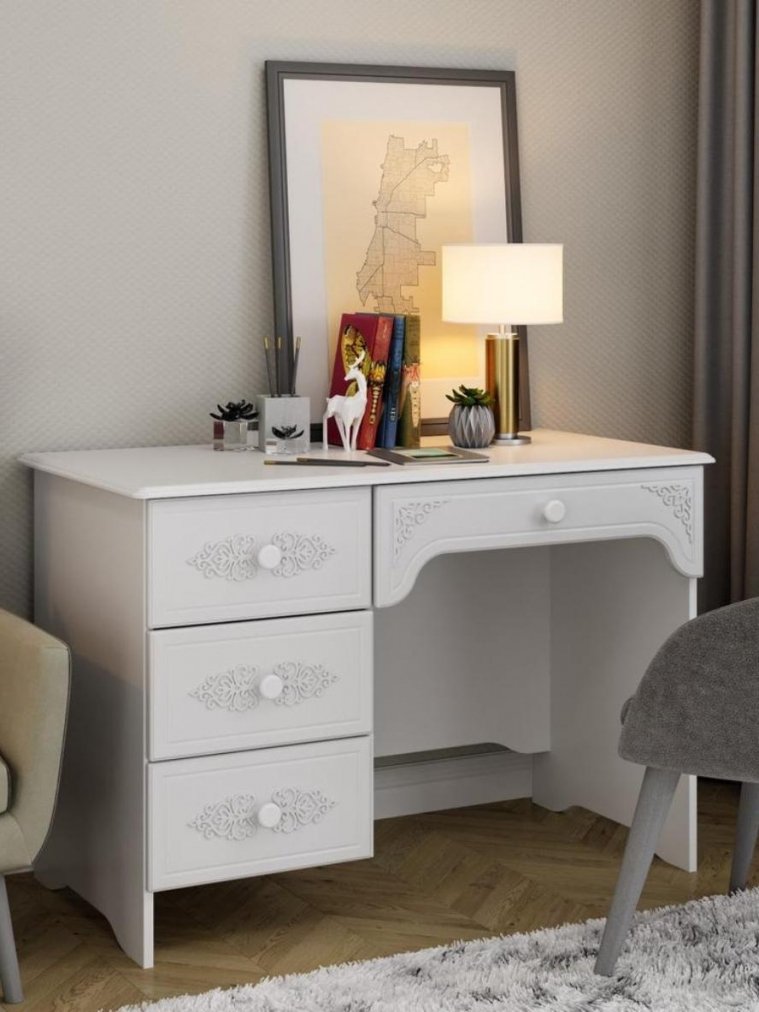 Письменный стол Ассоль АС-6 левый белое дерево