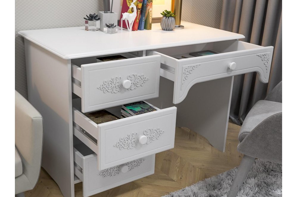 Письменный стол Ассоль АС-6 левый белое дерево