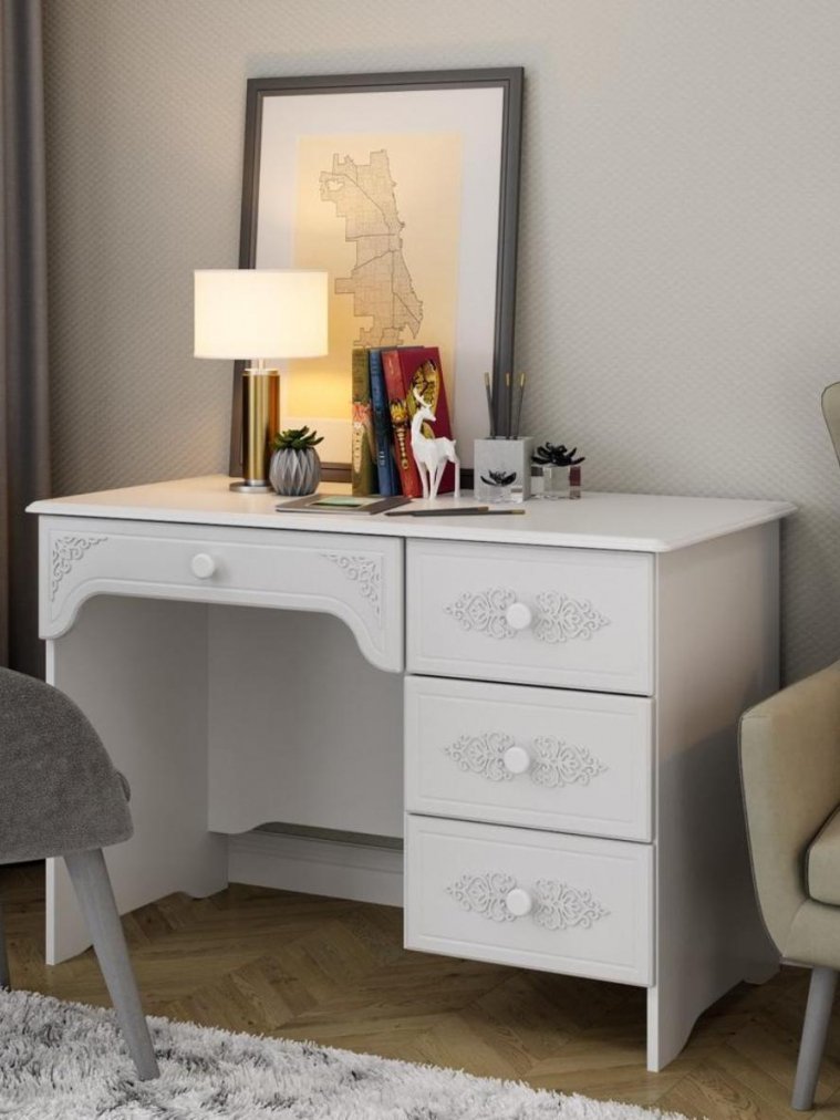 Письменный стол Ассоль АС-6 правый белое дерево