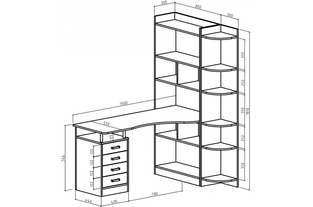 Письменный стол Атлант-183 АТЛ белый