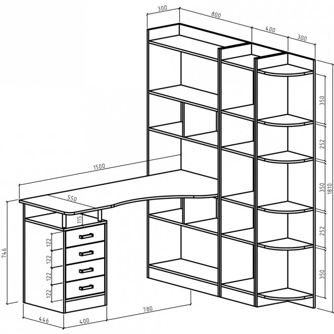 Письменный стол Атлант-1843 АТЛ белый