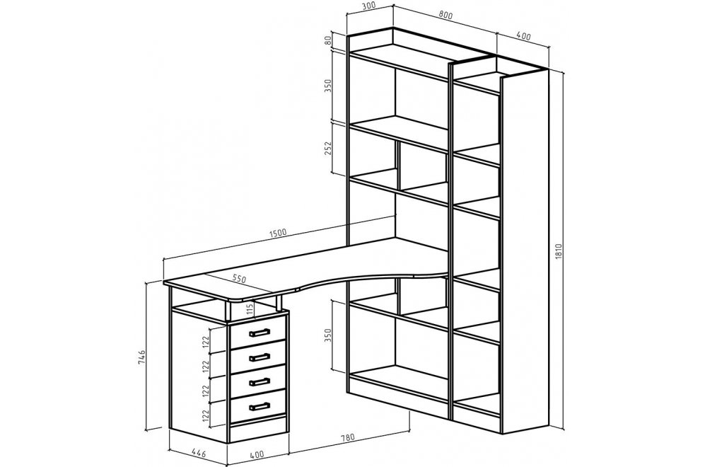Письменный стол Атлант-184 белый