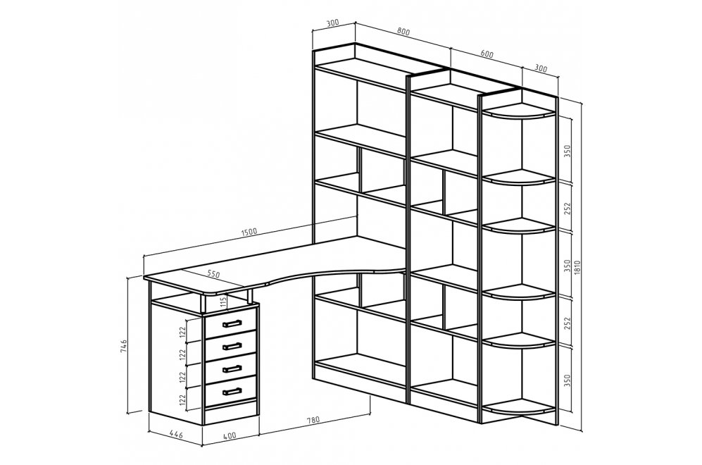 Письменный стол Атлант-1863 АТЛ белый