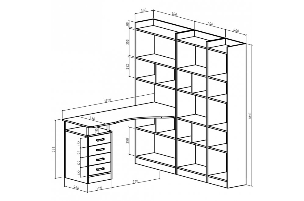 Письменный стол Атлант-1864 АТЛ белый