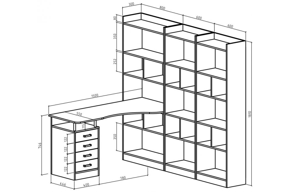 Письменный стол Атлант-1866 АТЛ белый