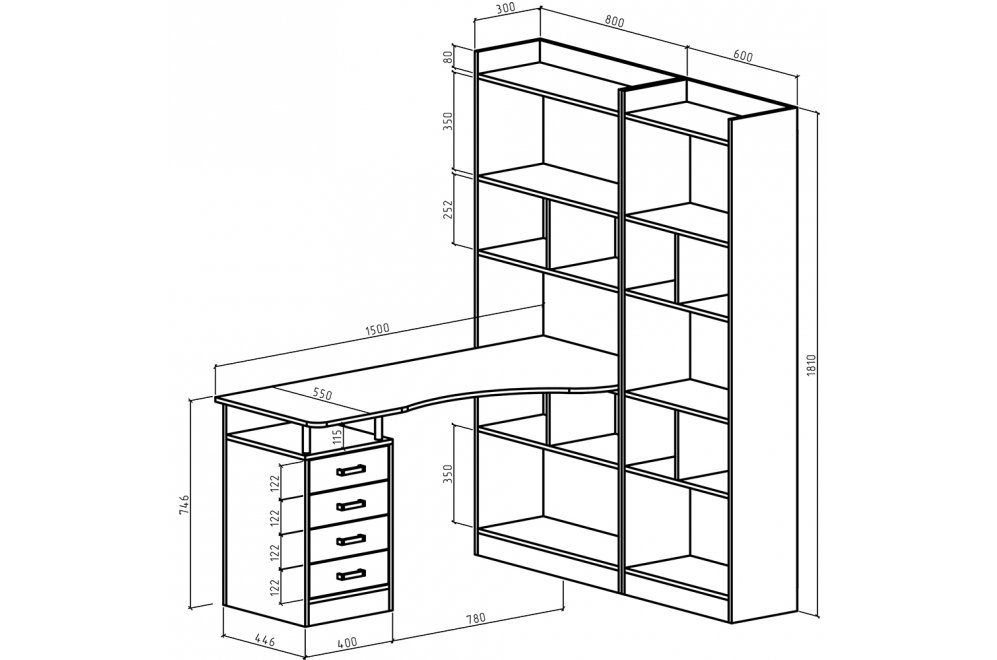 Письменный стол Атлант-186 АТЛ белый