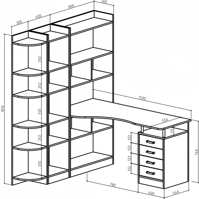 Письменный стол Атлант-2843 АТЛ белый
