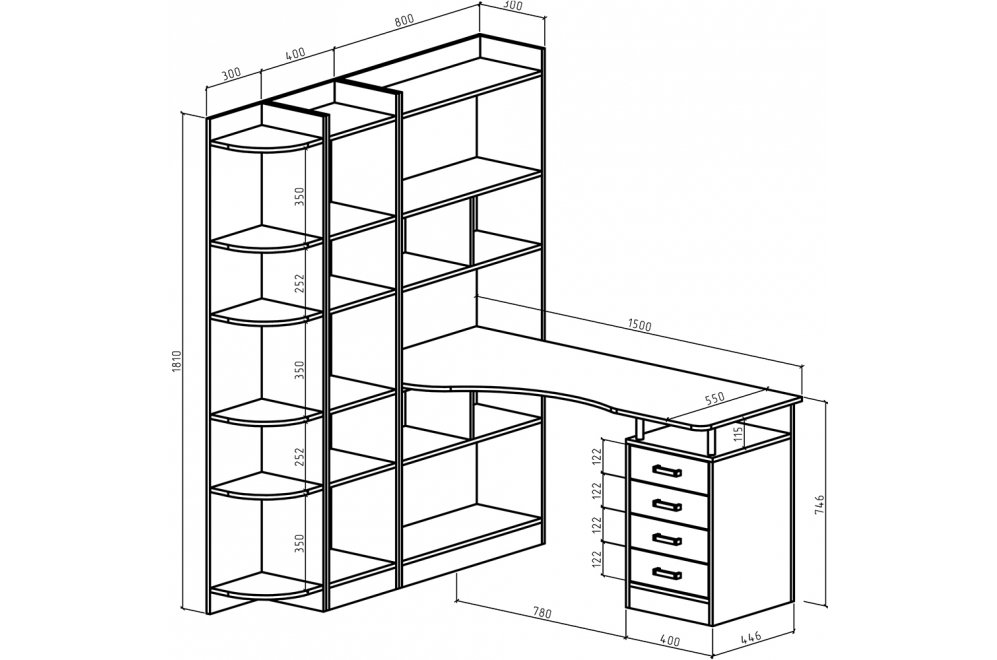 Письменный стол Атлант-2843 АТЛ белый