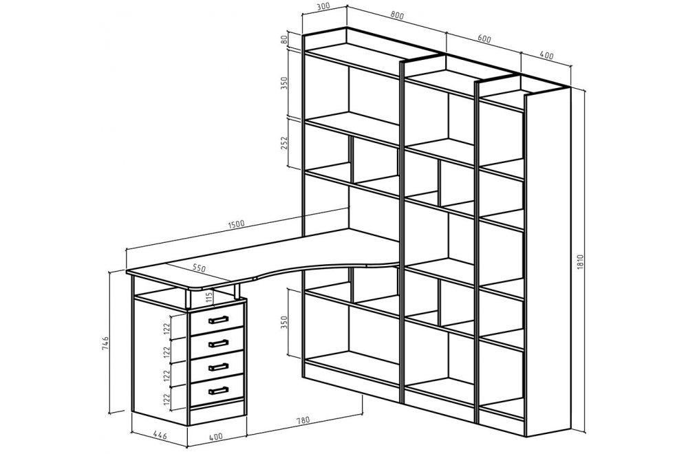 Письменный стол Атлант-2864 белый