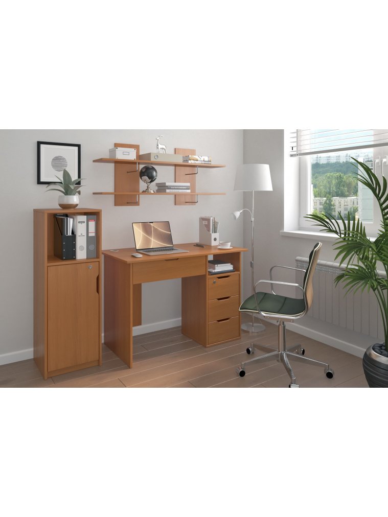 Письменный стол Банга-53-Я 107x75x52 правый с ящиком груша