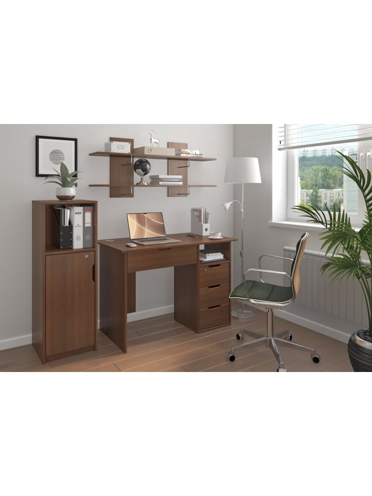 Письменный стол Банга-53-Я 107x75x52 правый с ящиком орех