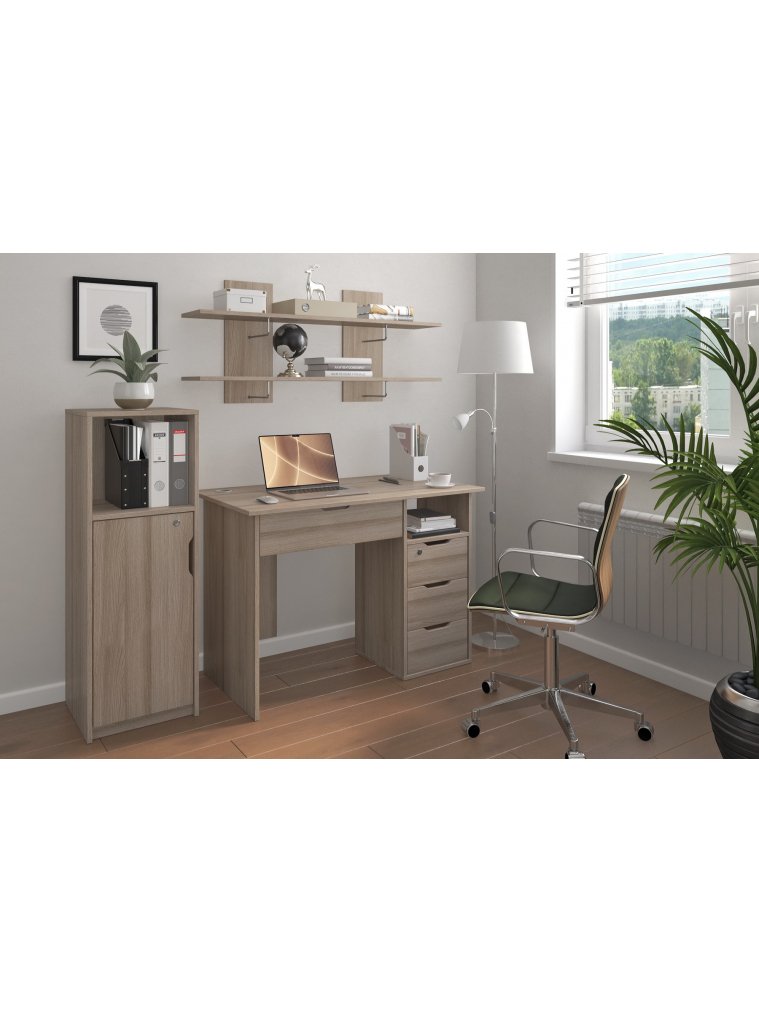 Письменный стол Банга-53-Я 107x75x52 правый с ящиком ясень светлый