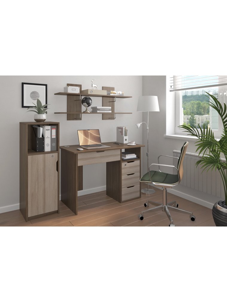 Письменный стол Банга-53-Я 107x75x52 правый с ящиком ясень темный / ясень светлый