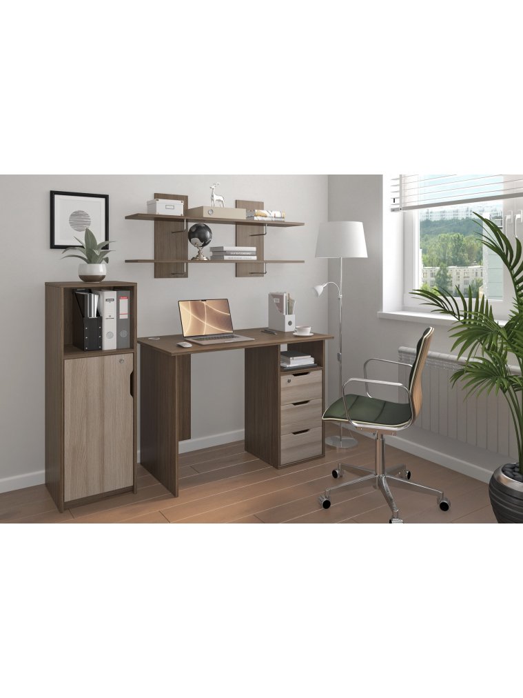 Письменный стол Банга-63 107x75x60 правый ясень темный / ясень светлый