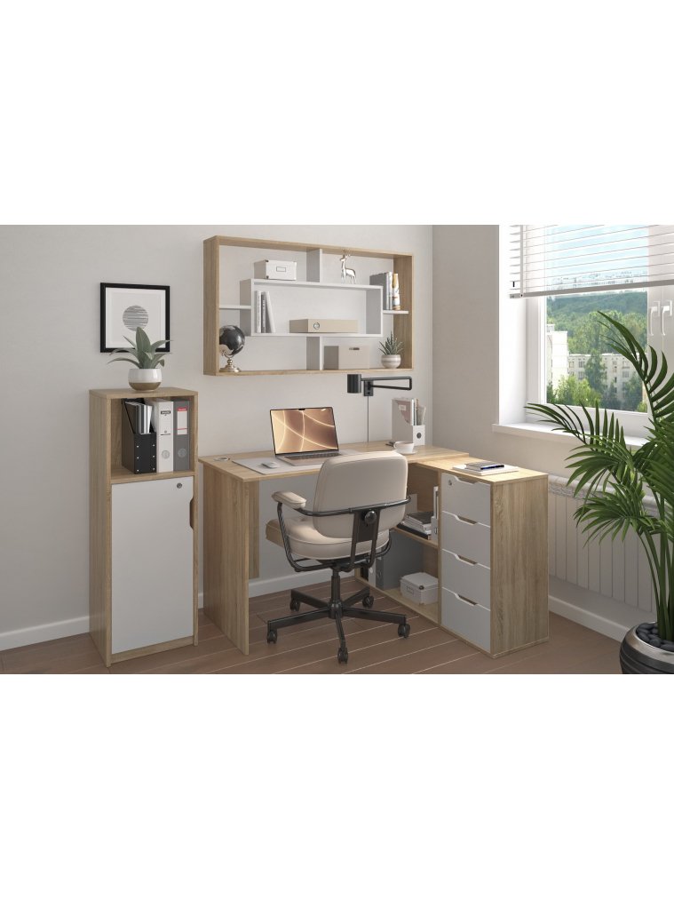 Письменный стол Банга-93 107x75x111 правый дуб сонома / белый