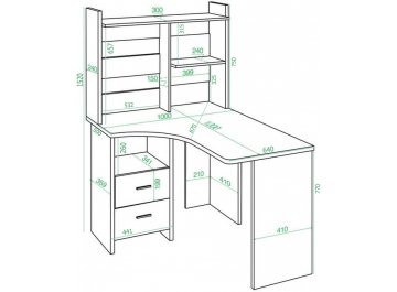 Письменный стол Домино Lite СКЛ-Угл120+НКЛ-100 КБЕ правый