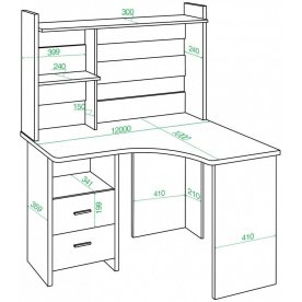 Письменный стол Домино Lite СКЛ-Угл120+НКЛ-120 КШ-Ч правый