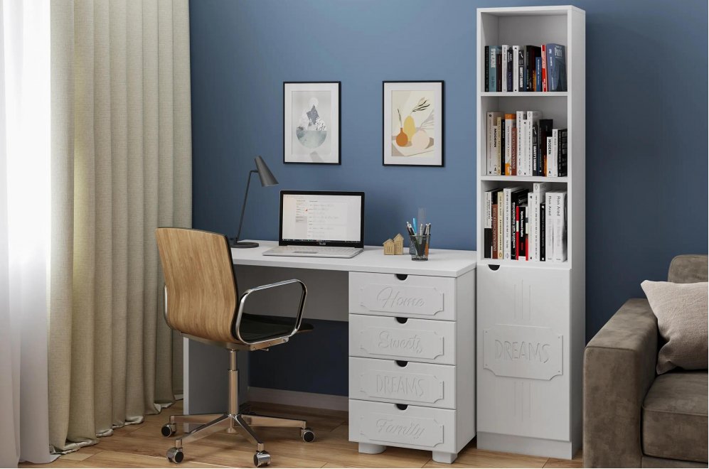 Письменный стол ДримСтар ДС-010 белое дерево комплектация 2