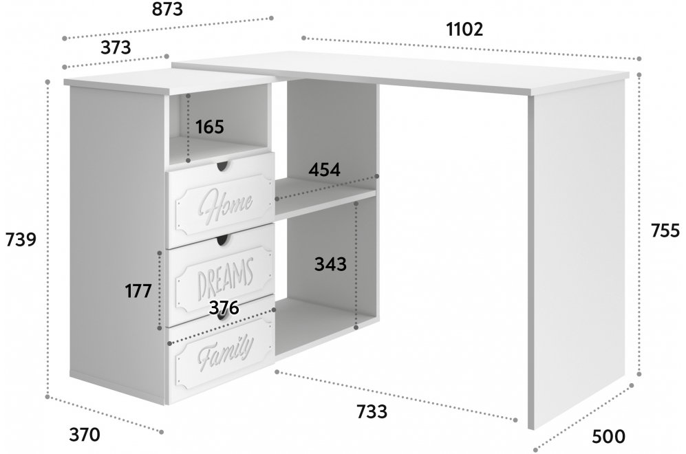 Письменный стол Дримстар ДС-5 белое дерево