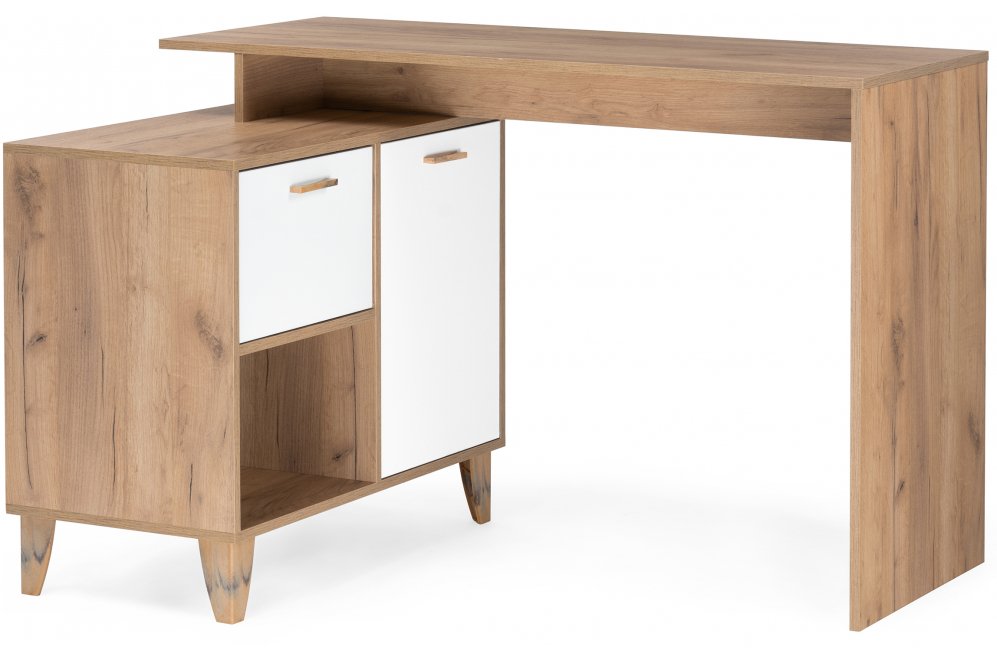 Письменный стол Эго Ст-2 на ножках дуб крафт золотой / белый глянец