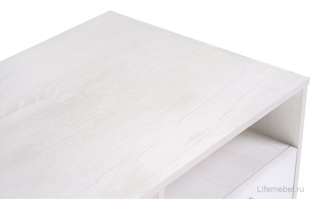 Письменный стол Эго Ст-3 на ножках бетон светлый / белый глянец