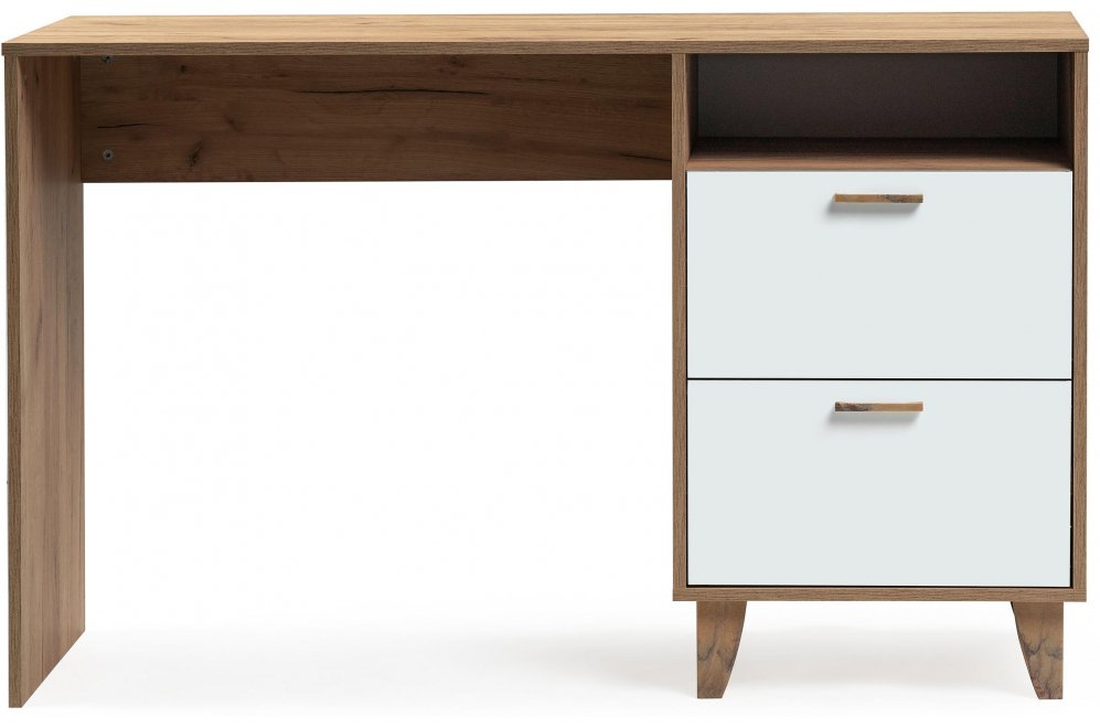 Письменный стол Эго Ст-3 на ножках дуб крафт золотой / белый глянец