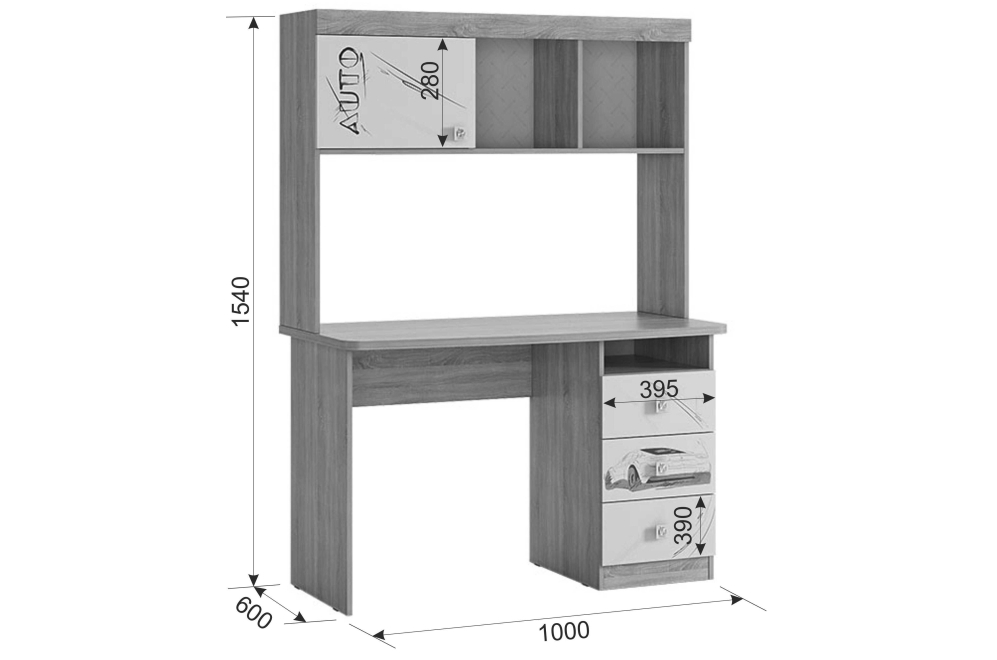 Письменный стол Форсаж дуб сонома / белый