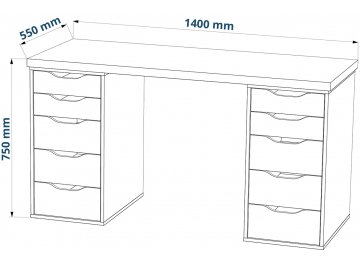 Белый компьютерный стол Ингар с двумя тумбами белый
