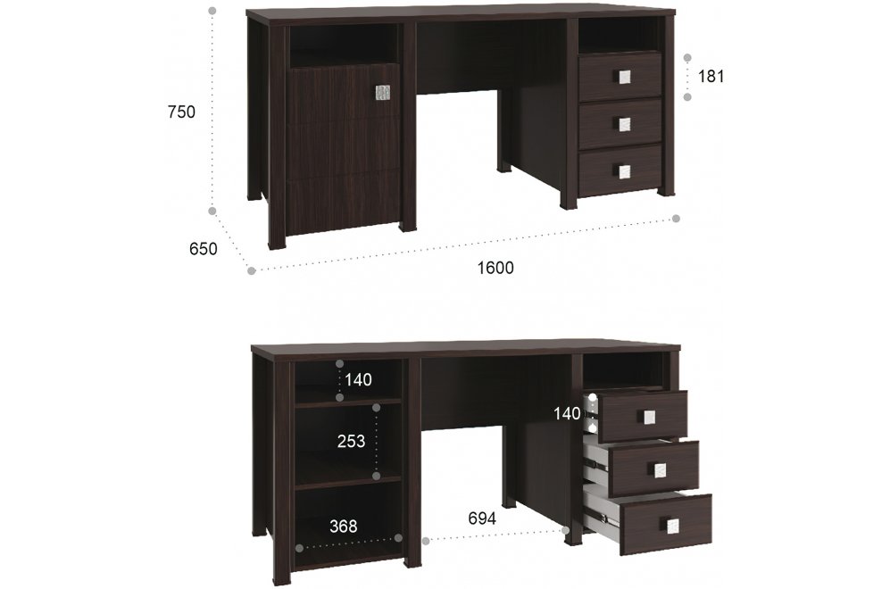 Письменный стол Изабель ИЗ-41К орех темный