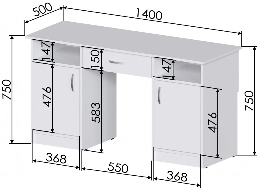 Письменный стол Хит-10 белый