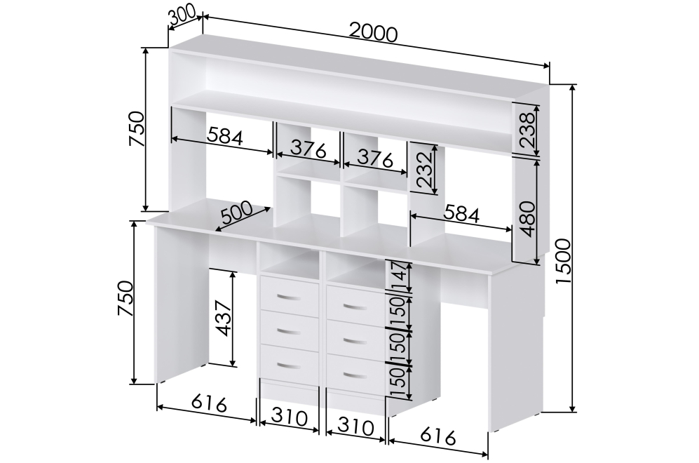 Письменный стол Хит-56 белый