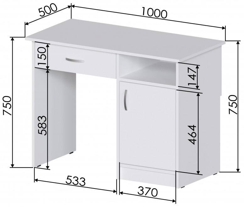 Письменный стол Хит-6 белый