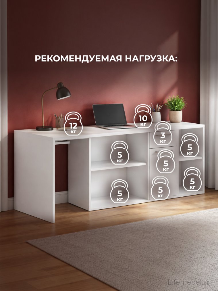 Письменный стол Лайт 03.245F белый гладкий 101