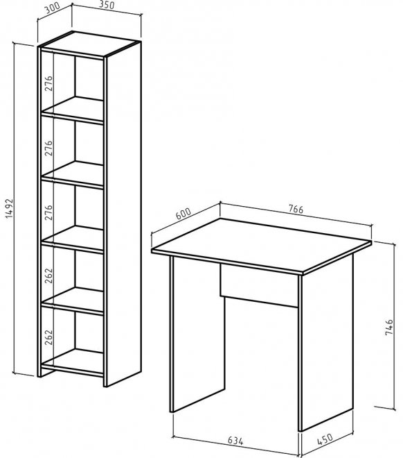 Письменный стол Лайт-1 111 см белый