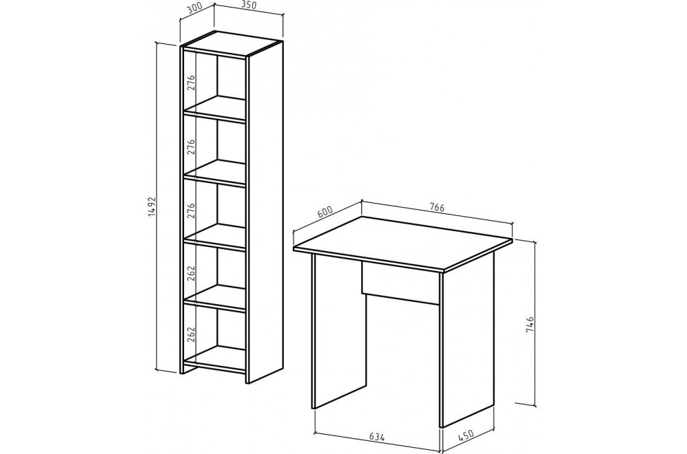 Письменный стол Лайт-1 111 см белый