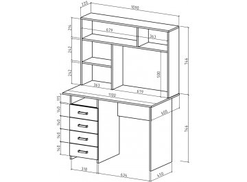 Письменный стол Лайт-4 с надстройкой