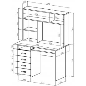 Письменный стол Лайт-4К с надстройкой