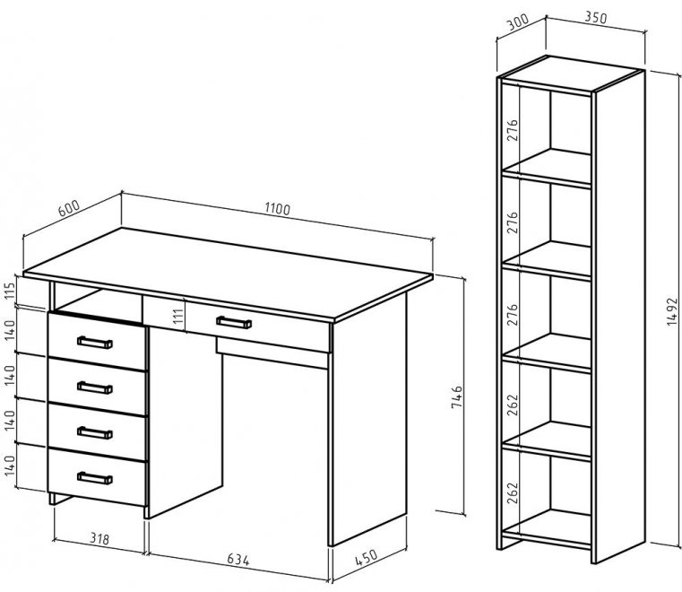 Письменный стол Лайт-4Я белый