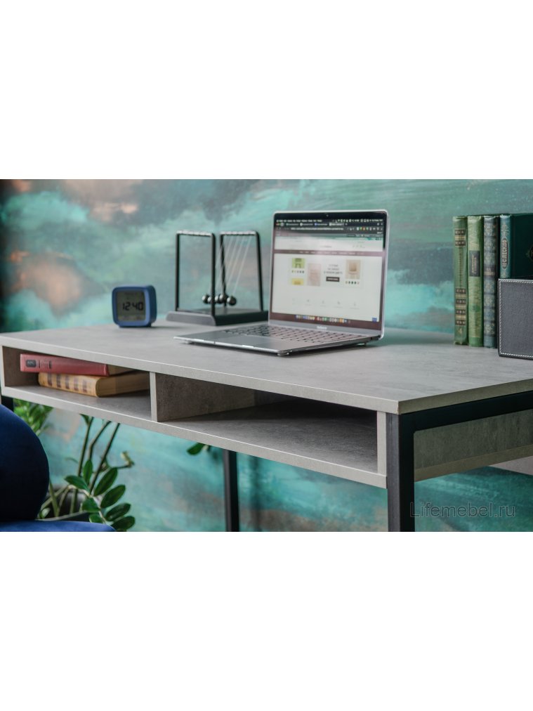 Письменный стол Леон Лофт бетон / черный матовый