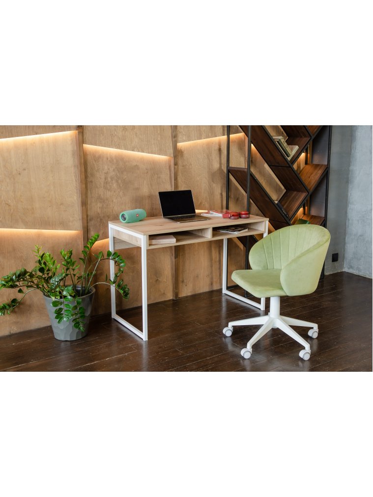 Письменный стол Леон Лофт дуб делано светлый / белый матовый