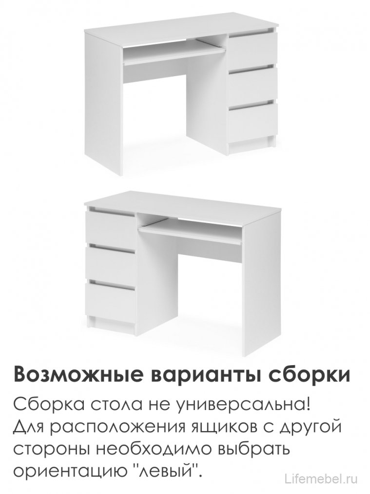 Письменный стол Мадера СМП правый белый